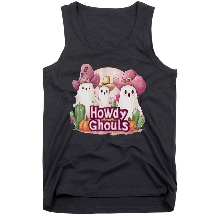 Funny Howdy Ghouls Ghost Halloween Spooky Team Tank Top