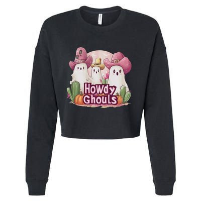 Funny Howdy Ghouls Ghost Halloween Spooky Team Cropped Pullover Crew