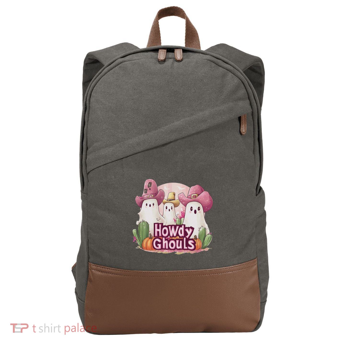 Funny Howdy Ghouls Ghost Halloween Spooky Team Cotton Canvas Backpack