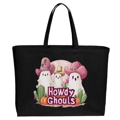 Funny Howdy Ghouls Ghost Halloween Spooky Team Cotton Canvas Jumbo Tote