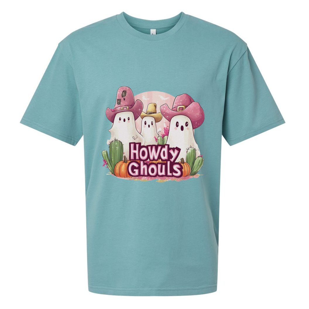 Funny Howdy Ghouls Ghost Halloween Spooky Team Sueded Cloud Jersey T-Shirt