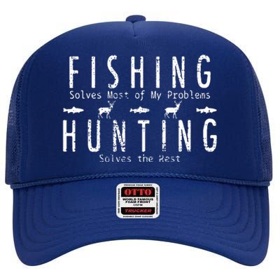 Fishing Hunting Gift Hunt High Crown Mesh Back Trucker Hat