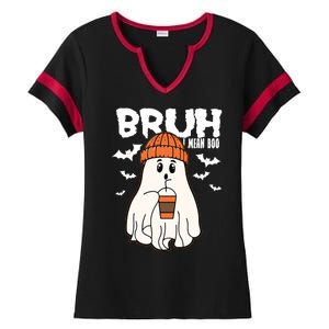 Funny Halloween Ghost Bruh I Mean Boo Ladies Halftime Notch Neck Tee