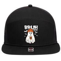 Funny Halloween Ghost Bruh I Mean Boo 7 Panel Mesh Trucker Snapback Hat