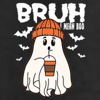 Funny Halloween Ghost Bruh I Mean Boo 7 Panel Mesh Trucker Snapback Hat