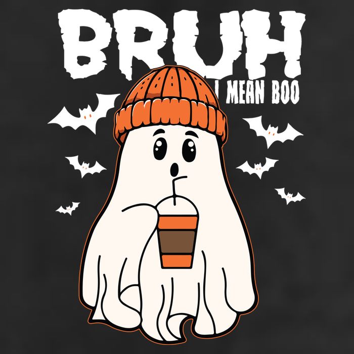 Funny Halloween Ghost Bruh I Mean Boo 7 Panel Mesh Trucker Snapback Hat