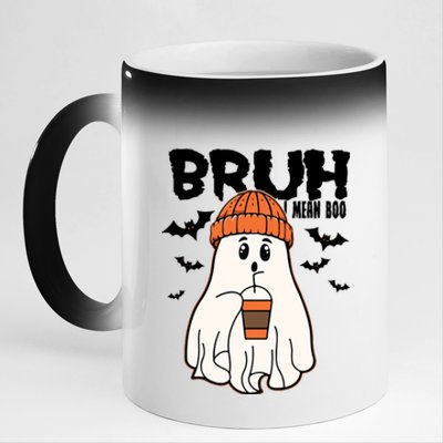 Funny Halloween Ghost Bruh I Mean Boo 11oz Black Color Changing Mug