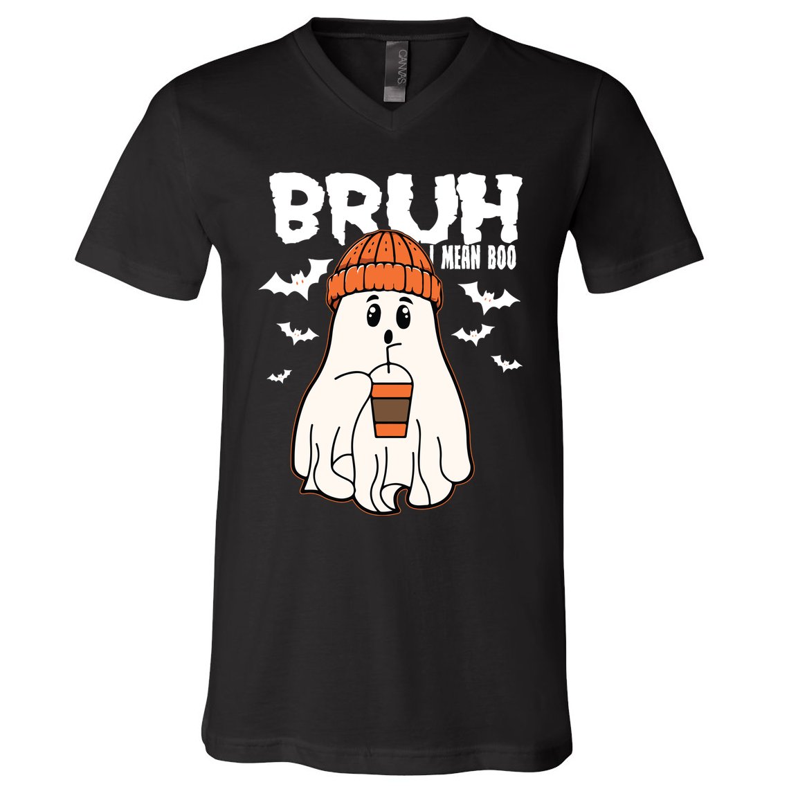 Funny Halloween Ghost Bruh I Mean Boo V-Neck T-Shirt