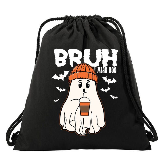 Funny Halloween Ghost Bruh I Mean Boo Drawstring Bag