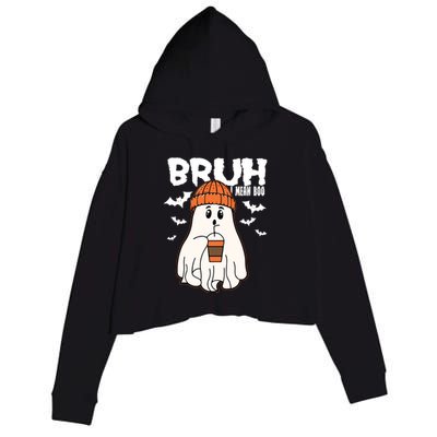 Funny Halloween Ghost Bruh I Mean Boo Crop Fleece Hoodie