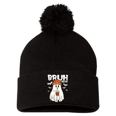 Funny Halloween Ghost Bruh I Mean Boo Pom Pom 12in Knit Beanie