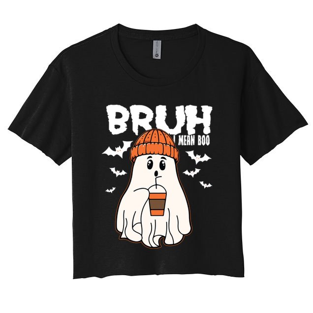 Funny Halloween Ghost Bruh I Mean Boo Crop Top
