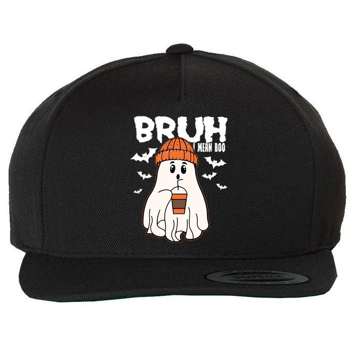 Funny Halloween Ghost Bruh I Mean Boo Wool Snapback Cap