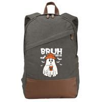Funny Halloween Ghost Bruh I Mean Boo Cotton Canvas Backpack