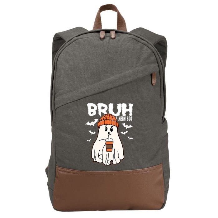 Funny Halloween Ghost Bruh I Mean Boo Cotton Canvas Backpack