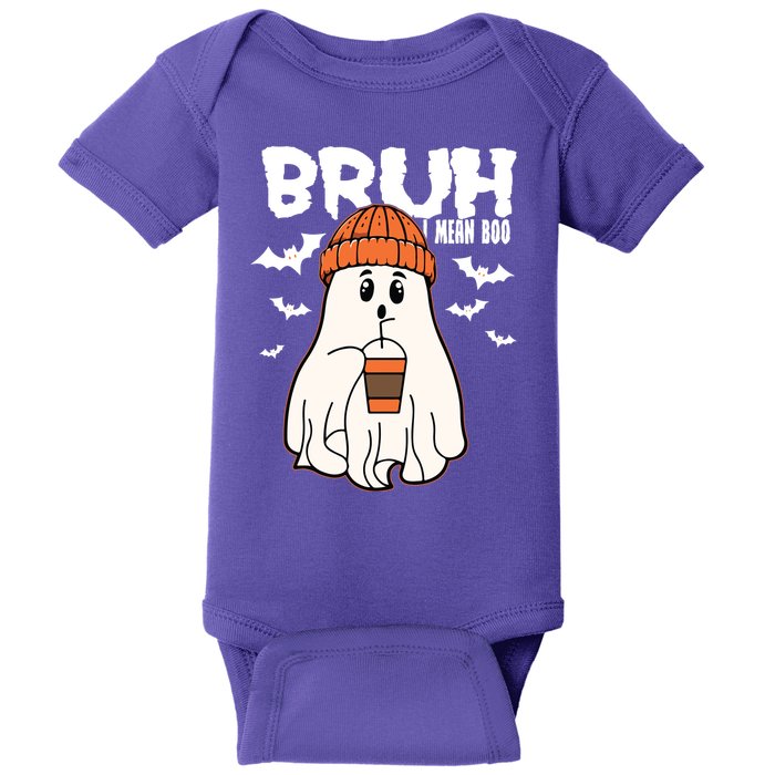 Funny Halloween Ghost Bruh I Mean Boo Baby Bodysuit