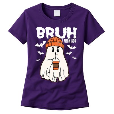 Funny Halloween Ghost Bruh I Mean Boo Womens T-Shirt