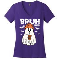 Funny Halloween Ghost Bruh I Mean Boo Women's V-Neck T-Shirt