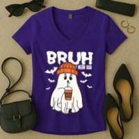 Funny Halloween Ghost Bruh I Mean Boo Women's V-Neck T-Shirt