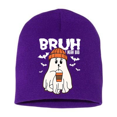 Funny Halloween Ghost Bruh I Mean Boo Short Acrylic Beanie