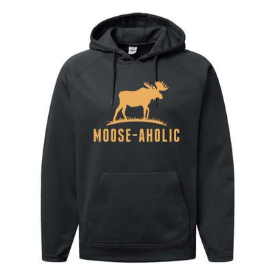 Funny Hunting Graphic Mooseaholic Women Men Moose Hunters Performance Fleece Hoodie