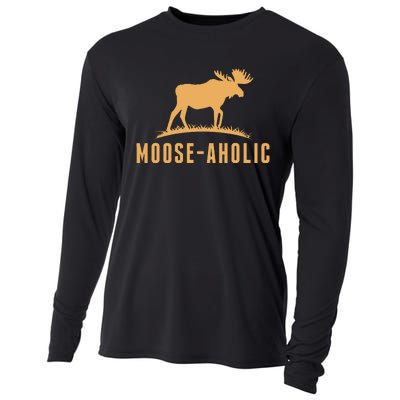 Funny Hunting Graphic Mooseaholic Women Men Moose Hunters Cooling Performance Long Sleeve Crew