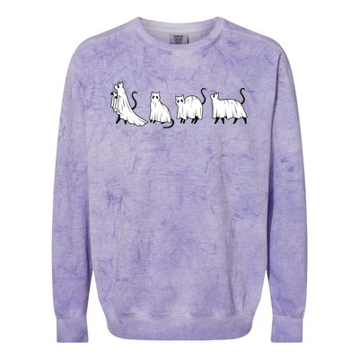 Funny Halloween Ghost Cats Colorblast Crewneck Sweatshirt