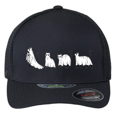 Funny Halloween Ghost Cats Flexfit Unipanel Trucker Cap