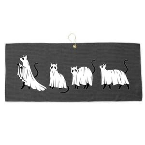 Funny Halloween Ghost Cats Large Microfiber Waffle Golf Towel