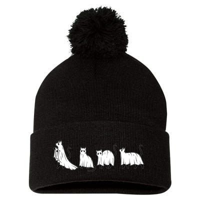 Funny Halloween Ghost Cats Pom Pom 12in Knit Beanie