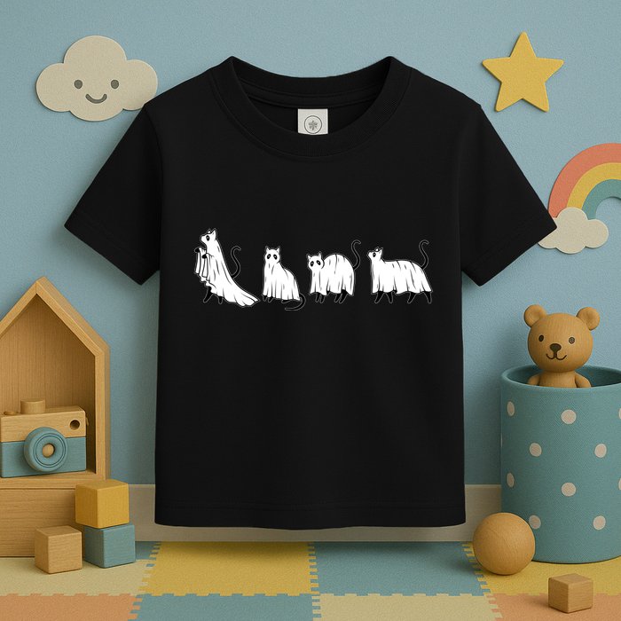 Funny Halloween Ghost Cats Toddler T-Shirt