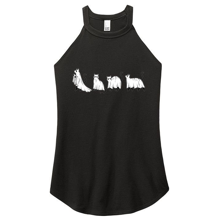 Funny Halloween Ghost Cats Women's Perfect Tri Rocker Tank