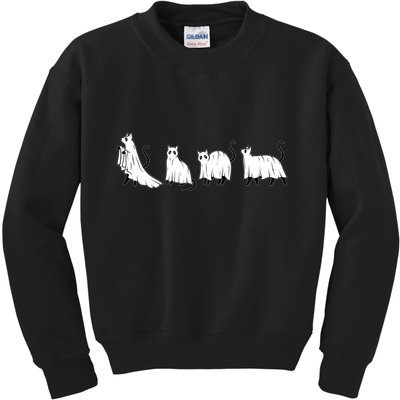 Funny Halloween Ghost Cats Kids Sweatshirt