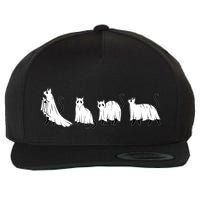 Funny Halloween Ghost Cats Wool Snapback Cap