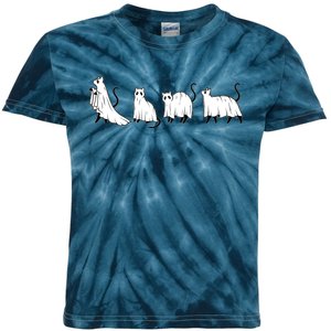 Funny Halloween Ghost Cats Kids Tie-Dye T-Shirt