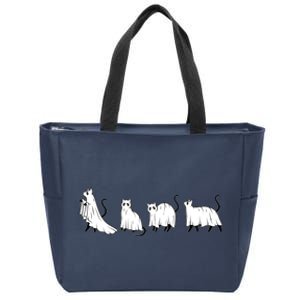 Funny Halloween Ghost Cats Zip Tote Bag