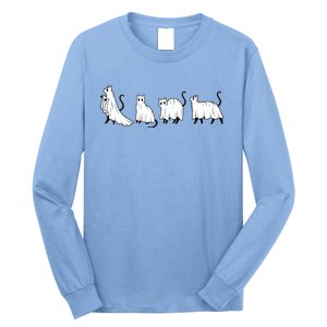 Funny Halloween Ghost Cats Long Sleeve Shirt