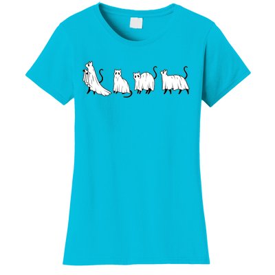 Funny Halloween Ghost Cats Women's T-Shirt