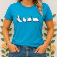 Funny Halloween Ghost Cats Womens T-Shirt