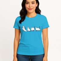 Funny Halloween Ghost Cats Womens T-Shirt