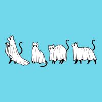 Funny Halloween Ghost Cats Womens T-Shirt