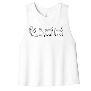 Funny Halloween Ghost Cats Women's Racerback Cropped Tank