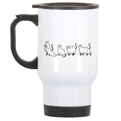 Funny Halloween Ghost Cats Stainless Steel Travel Mug