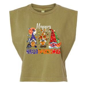 Festive HalloThanksMas Gnomes Spooky Holiday Decor Garment-Dyed Women's Muscle Tee