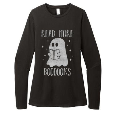 Funny Halloween Ghost Reading Book Spooky and Adorable Womens CVC Long Sleeve Shirt