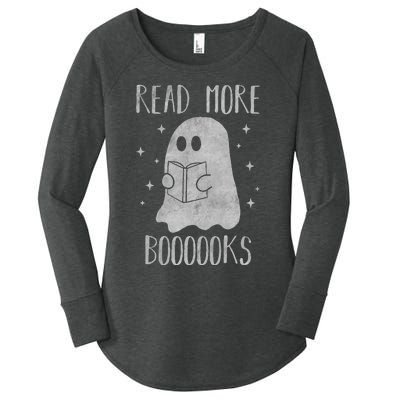 Funny Halloween Ghost Reading Book Spooky and Adorable Women's Perfect Tri Tunic Long Sleeve Shirt