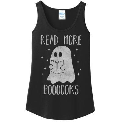 Funny Halloween Ghost Reading Book Spooky and Adorable Ladies Essential Tank