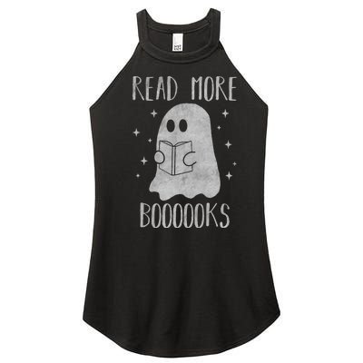 Funny Halloween Ghost Reading Book Spooky and Adorable Women's Perfect Tri Rocker Tank