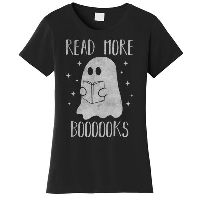 Funny Halloween Ghost Reading Book Spooky and Adorable Women's T-Shirt