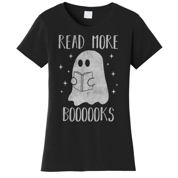 Funny Halloween Ghost Reading Book Spooky and Adorable Women's T-Shirt